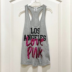 Victoria's Secret Top Pink Small Gray Love Pink Los Angeles Tank Top Shirt